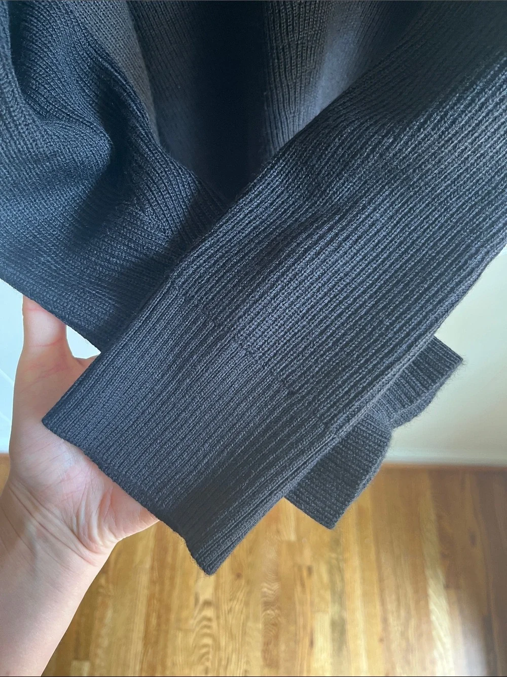 NWT Athleta Hanover Refined Black V-Neck Ribbed Merino Wool Pullover Sweater 2X